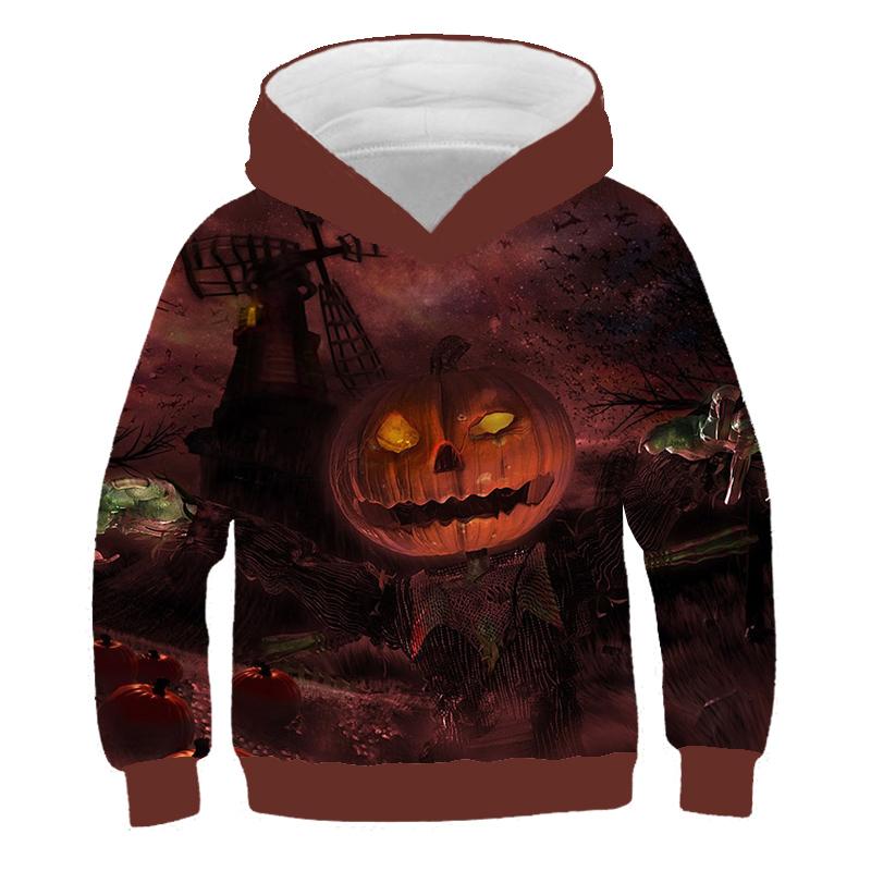 Толстовки с капюшоном Happy Halloween 3D Print Pumpkinhead Толстовки для мальчиков и девочек унисекс с капюшоном Детская мода Мультяшное пальто большого размера