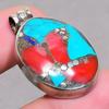 Vintage Tibetan Nepali Pendant 1.6" Natural Coral Turquoise Buddhist Gift NP 258