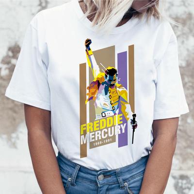 Женская футболка Freddie Mercury Queen Band Харадзюку Винтажная футболка Ульцзанг Модная футболка Queen 90-х