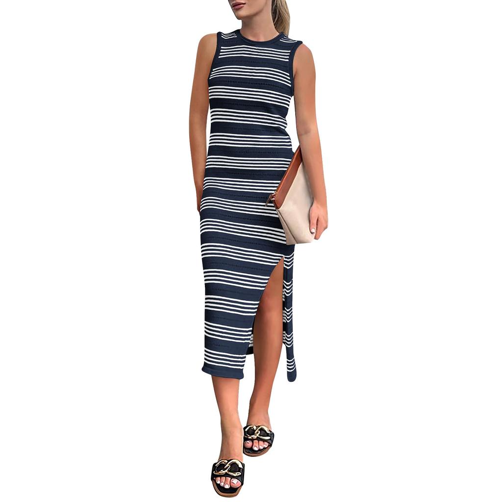 Женское летнее облегающее платье миди без бретелек с вырезами и длинными облегающими платьями