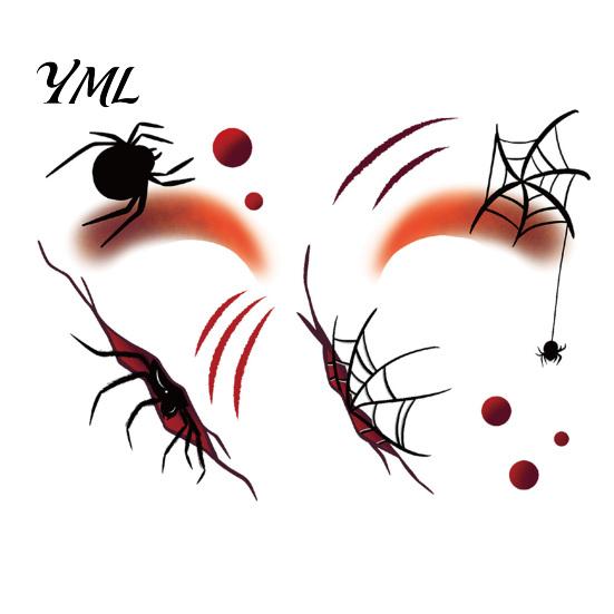 Skin Friendly Temporary Face Art Halloween Tattoo Stickers, Waterproof Scary Makeup Decals for Party, Durable Sweat Proof Stickers Wound Scar