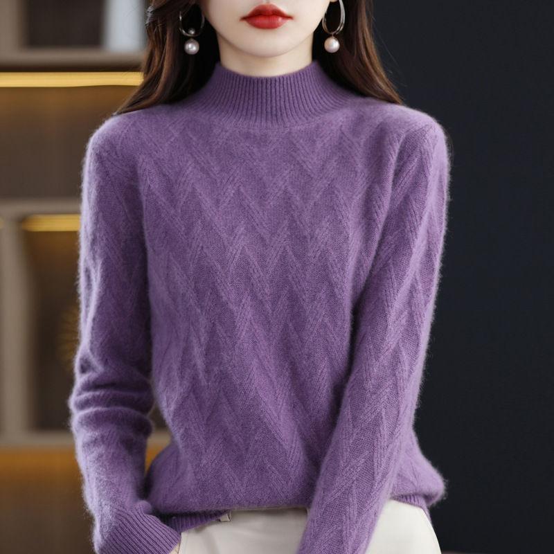 Осенний новый полувысокий воротник трикотажные пуловеры свитера женские зимние однотонные облегающие повседневные теплые базовые свитера для женщин модный элегантный трикотажный топ 25398