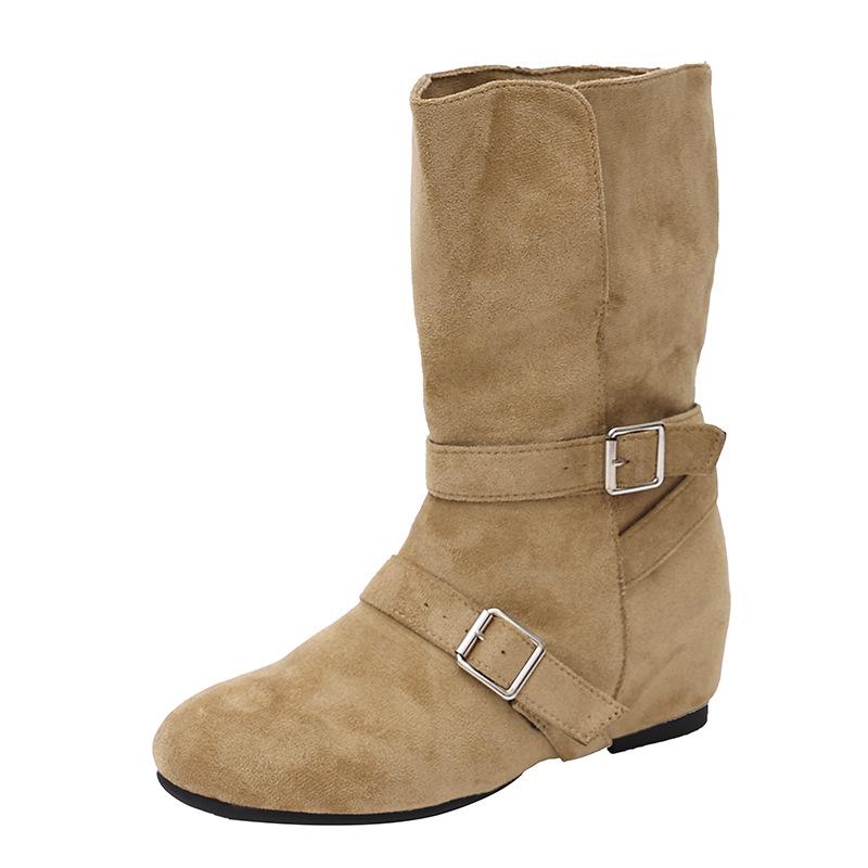 Корейская замша ретро маленький квадратный носок два способа носки отворачивающиеся толстый каблук пряжка ремня короткие ботинки женские осенне-зимние ботинки Мартин короткие ботинки