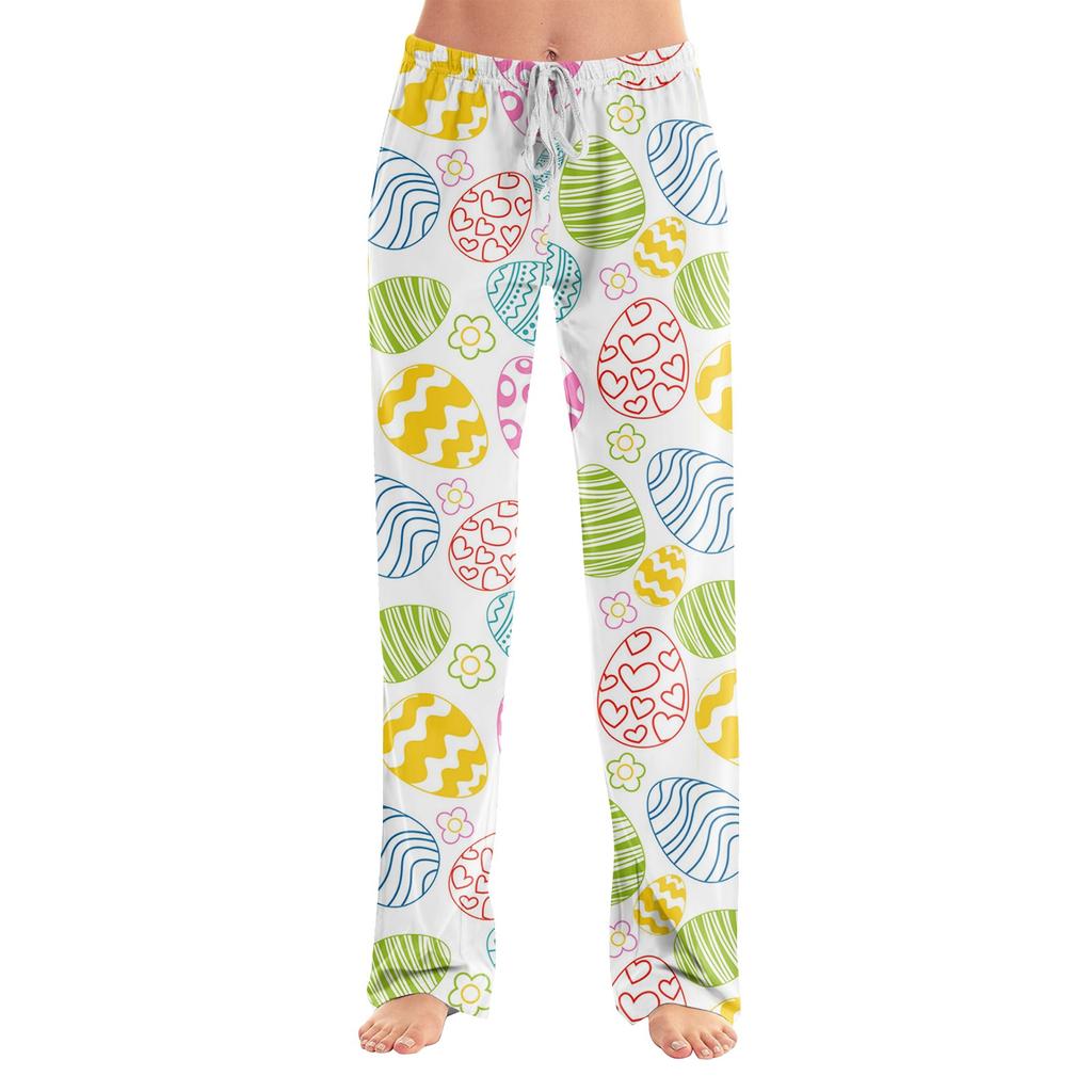 Женские пижамные штаны, одежда для сна, повседневные брюки с эластичной резинкой на талии, удобные прямые свободные брюки для йоги