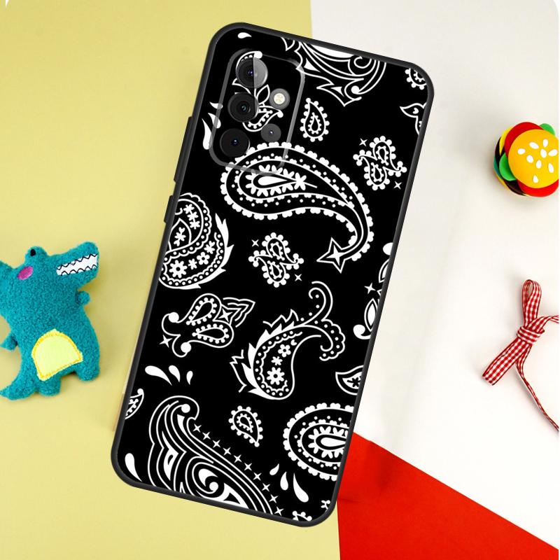 Черная Бандана Пейсли Для Samsung Galaxy A05 A06 A16 A54 A34 A14 A55 A35 A15 A53 A33 A13 A22 A32 A52 Чехол Для Телефона