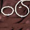 Женская мода белое роскошное жемчужное ожерелье серьги браслет набор