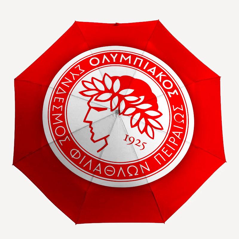 Olympiacos F.C. Logo Automatic Opening and Closing, 8 rib Structure Portable Umbrella, Suitable for Men and Women in All Seasons Perfect Gi