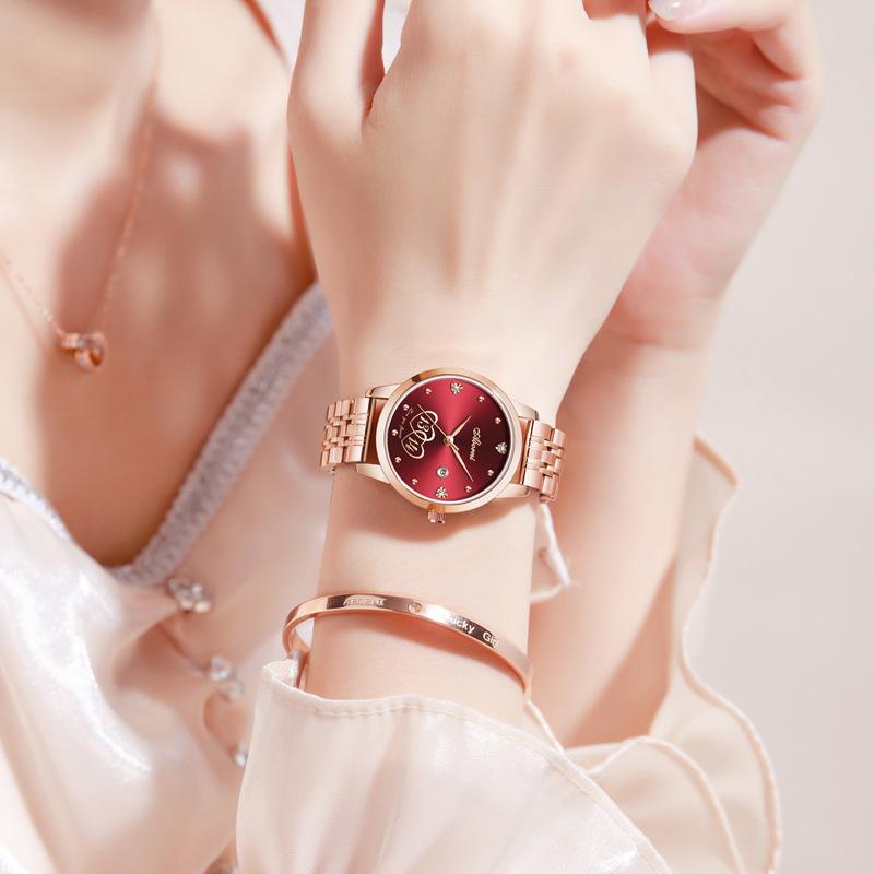 ABORNI женские часы подарок на день святого валентина один пожизненный кварцевые женские часы календарь женские часы со стальным ремешком