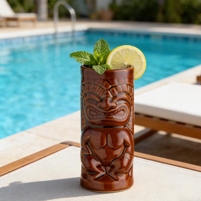Creative Ceramic Mug Home Decor Cocktail Cup Bar Hawaiian Cocktail Cup Antique Relief TIKI Mug Home Decoration Accessories Gift