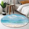 1 шт. круглый коврик с рисунком пляжного пейзажа для дома, нескользящий моющийся ковер из волокна, мягкий удобный коврик для спальни, гостиной