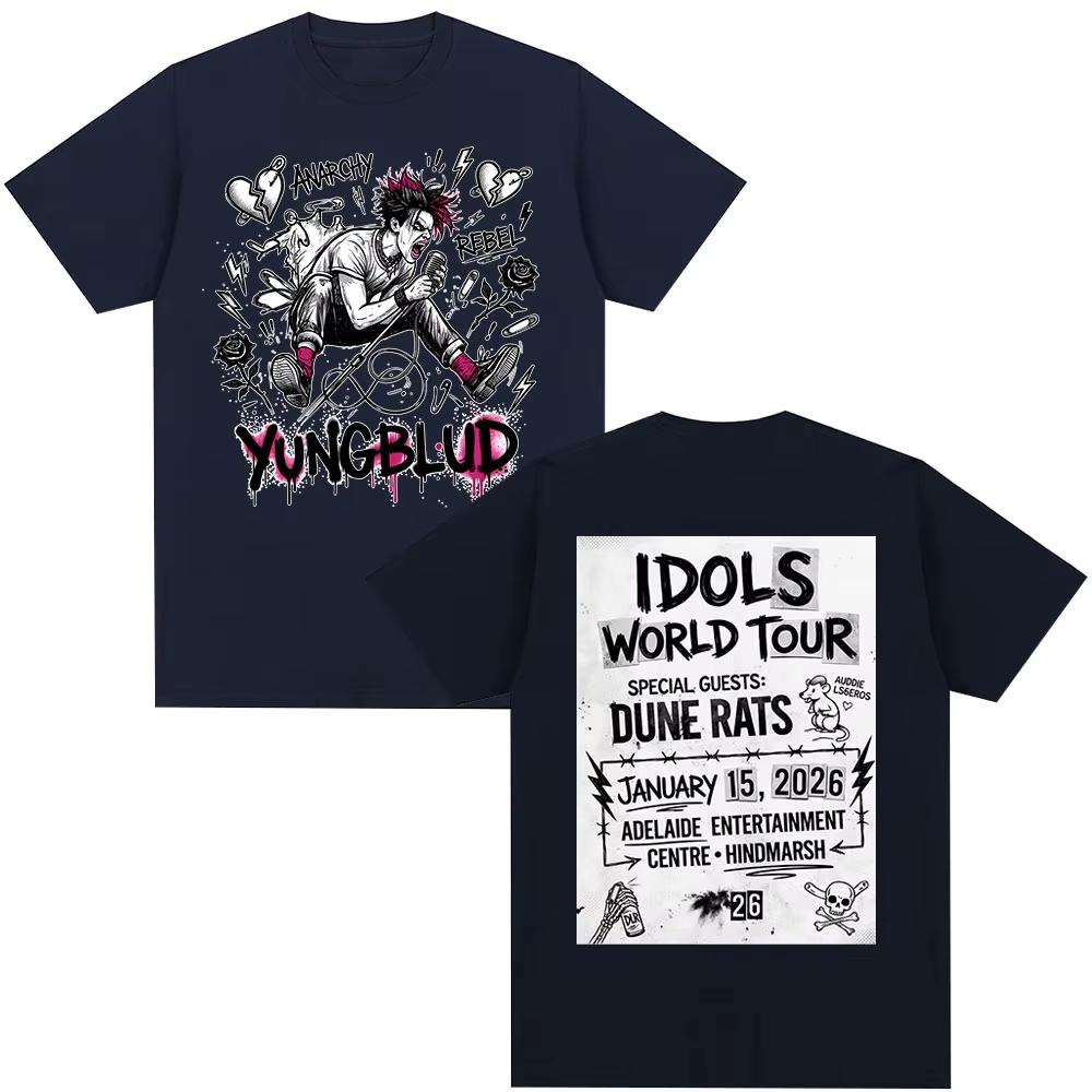 Singer Yungblud IDOLS World Tour 2026 Tshirts Fan Gifts Unisexs Women Clothing Fashion Short Sleeves Top  Summer TShirt Unisex