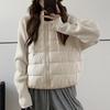 Модная женская короткая куртка Зимние куртки С капюшоном Вязаные рукава Свободная Толстая Теплая Женская парка
