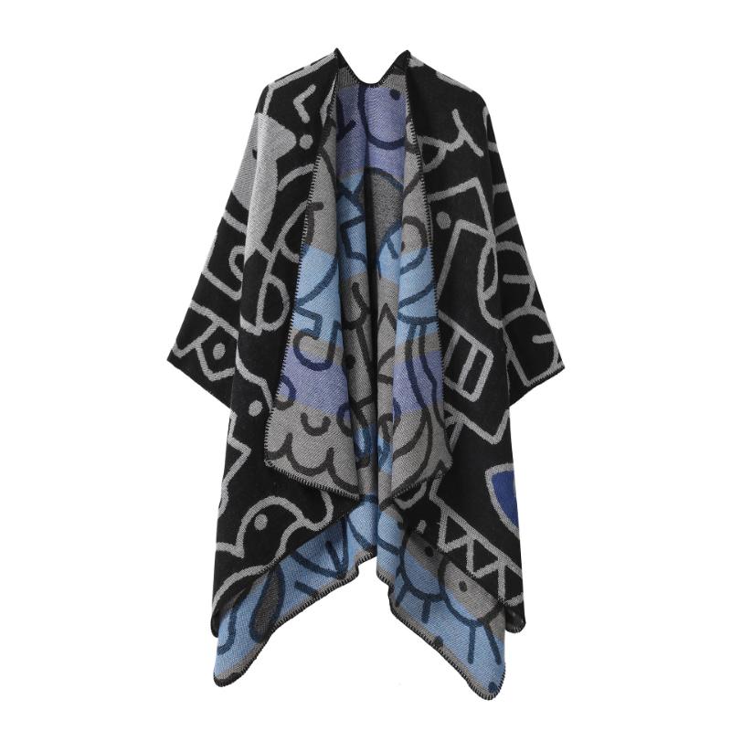 Ethnic Style Shawl Summer Outer Wear Women's Large Shawl Cape Cloak High-end Knitted Scarf