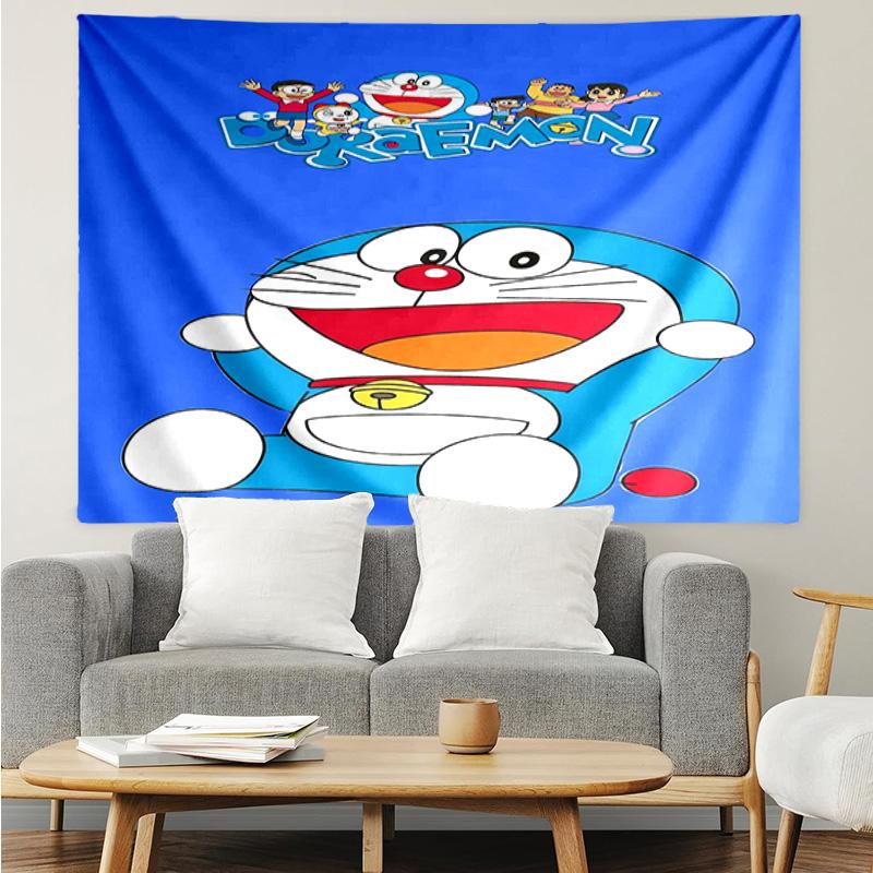 Doraemon Tapestry for Bedroom Aesthetic Classroom Tapestries Wall Hanging for Living Room Dorm Office,Ideal Creative Gift