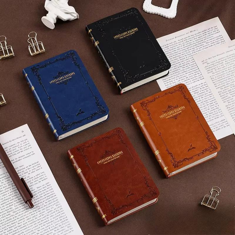 A6A7 Винтажный блокнот с золотым принтом, симпатичный, компактный, портативный, карманный, в твердом корпусе, из искусственной кожи, блокнот, школьные принадлежности, офисный дневник