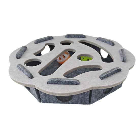 Yousheng Cat Scratch Puzzle Toy Kittens Puzzle Enrichment Box Cats Self-Play Felt Maze with 2 Bell Balls Nail File Scratch Board for Indoor Cats