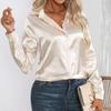 Elegant Satin Shirt Fashion Long Sleeve Women Clothing Casual Solid Silk Blouses Autumn Turn-down Collar Lady Tops Blusas 29730