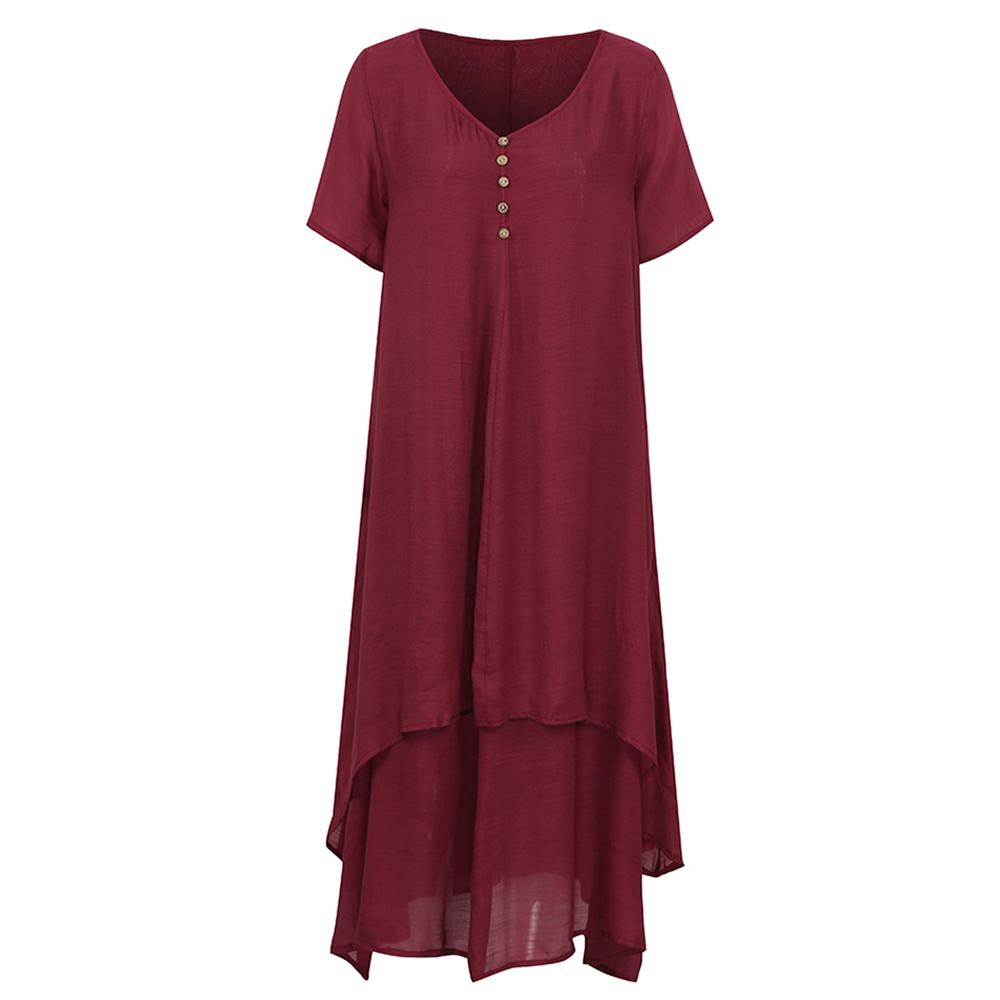 Новое модное женское повседневное свободное платье сплошного цвета с коротким рукавом в стиле бохо летнее длинное платье макси