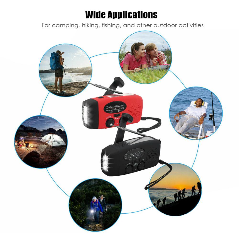 Emergency Radio Hand Crank Solar Weather Radio 1200mAh AM / FM / NOAA Emergency Weather Radio Portable Power Bank with Solar Charging & Hand Crank