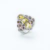 Garnet and Citrine Statement Ring: Solid Sterling Silver