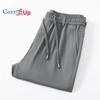 Уютные повседневные мужские брюки с тонкой эластичной резинкой на талии и молнией, высокоэластичные брюки с завязками на шнурке