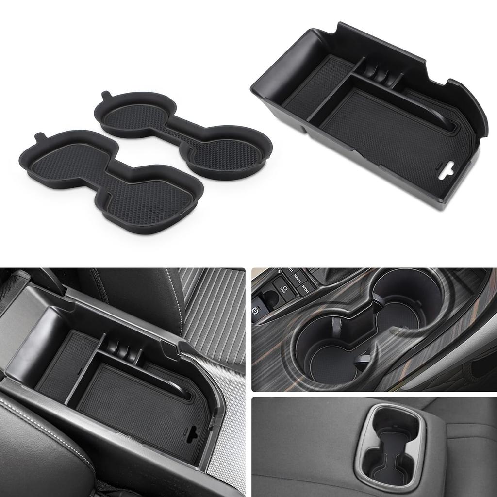 MARCHFA Console Box with Drink Holder Drink Pocket Cup Holder Center Storage Car Accessories for Toyota Camry XV7 Mat, Mat, Protector, Box, (10th