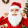 Fake Beard Plush Xmas Cap Cute Sequin Festive Party Cap Christmas Santa Hat  New Year