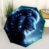 1pc Starry Sky Majesty Lion Pattern Beautiful Looking Automatic Folding Umbrella, 3 Folding, 8 Iron Frame Design, Durable and Suitable for Travel