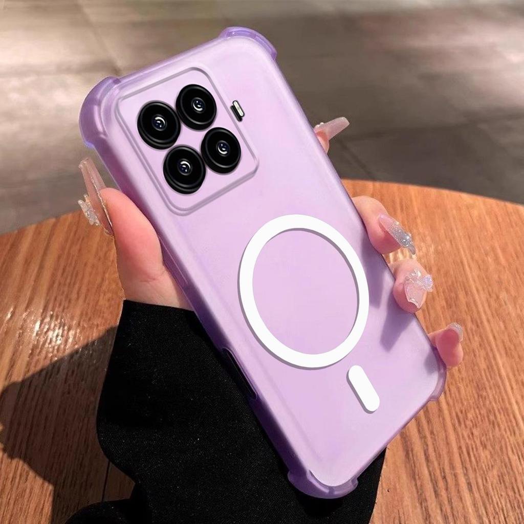 Чехол для Xiaomi 15T Pro Милый с подушками безопасности по углам Пастельный Матовый Магнитный Корпус Полуударопрочный Чехол для Телефона
