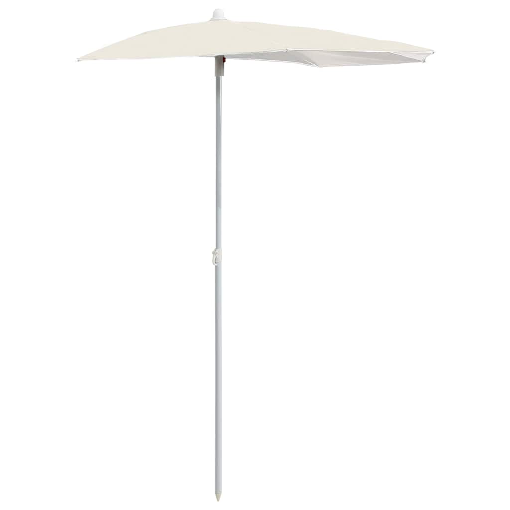 Semi Circular Sun Umbrella with Pole 180 x 90 cm Sand Color