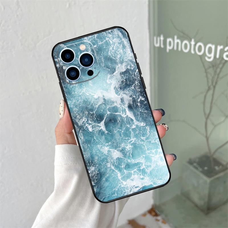 Синие Морские Волны Море Силиконовый Мягкий Чехол Для iPhone 17 Air 11 14 16 15 Pro Max 12 13 Mini 16 Plus 16e Задняя Крышка