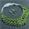 Peridot Oval Shape Gemstone Jewelry Set Handmade Beautiful Gift Necklace Earring