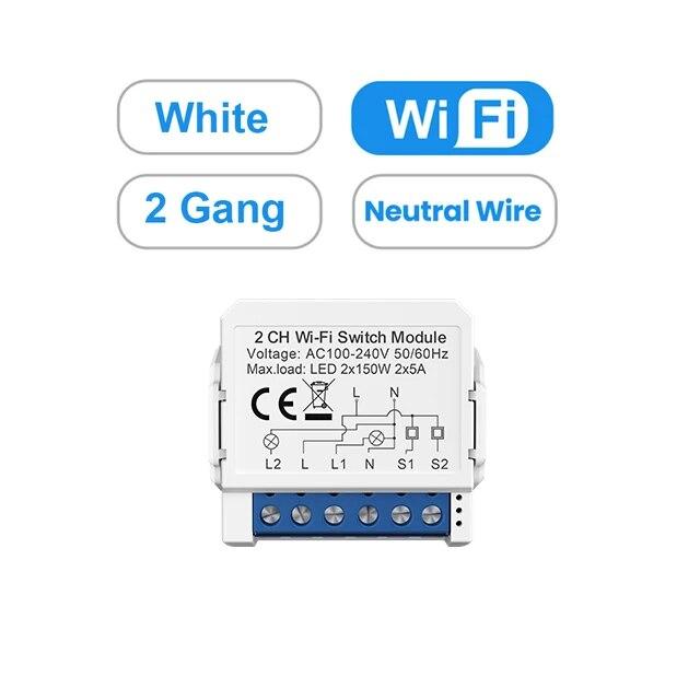 AVATTO WiFi Мини-умный выключатель 1/2/3/4 клавиши Модуль DIY-выключателей Двухстороннее управление Работает с Smart Tuya Alexa Alice Google Home