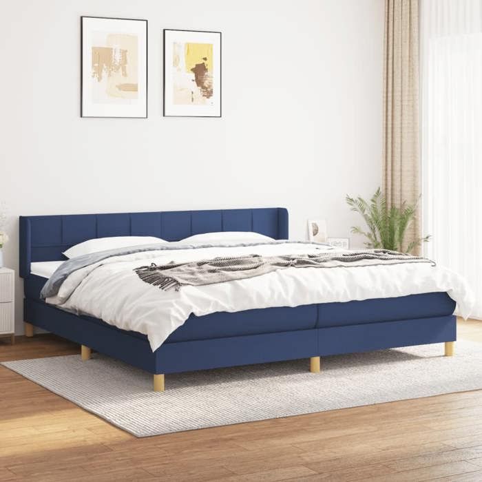 Maison Exclusive - Sommier à lattes de lit avec matelas Bleu 200x200 cm Tissu