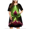 6XL Большие размеры Летние платья для женщин Одежда Растительный цветочный принт Короткий рукав Свободное платье Повседневный ретро-сарафан с круглым вырезом Vestidos