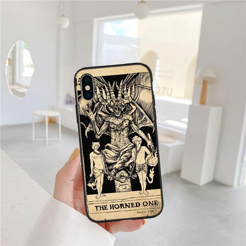 LO93 Witch Divination Tarot Moon Soft Shell Phone Case for iPhone 16 15 14 13 12 Pro Max Plus Mini