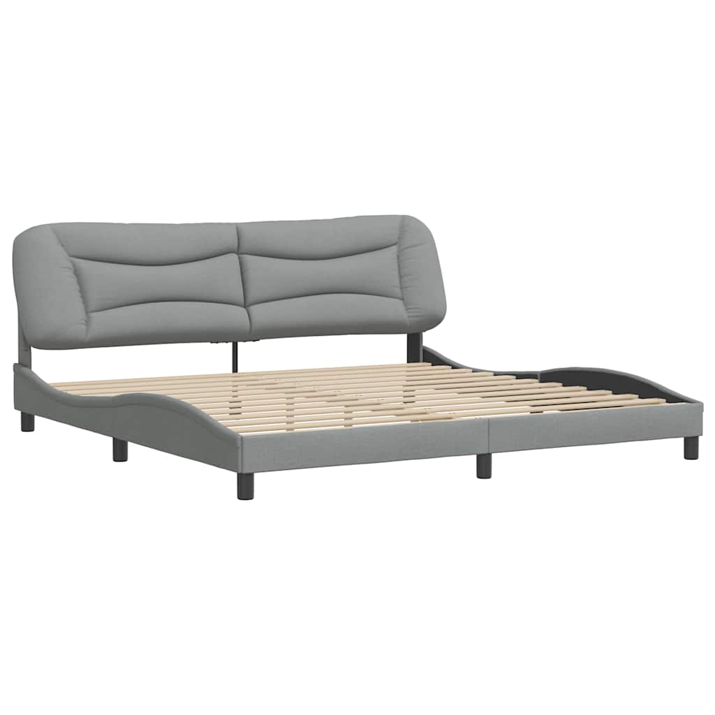 Bed Frame without Mattress Hvar Light Grey 200x200 cm Fabric
