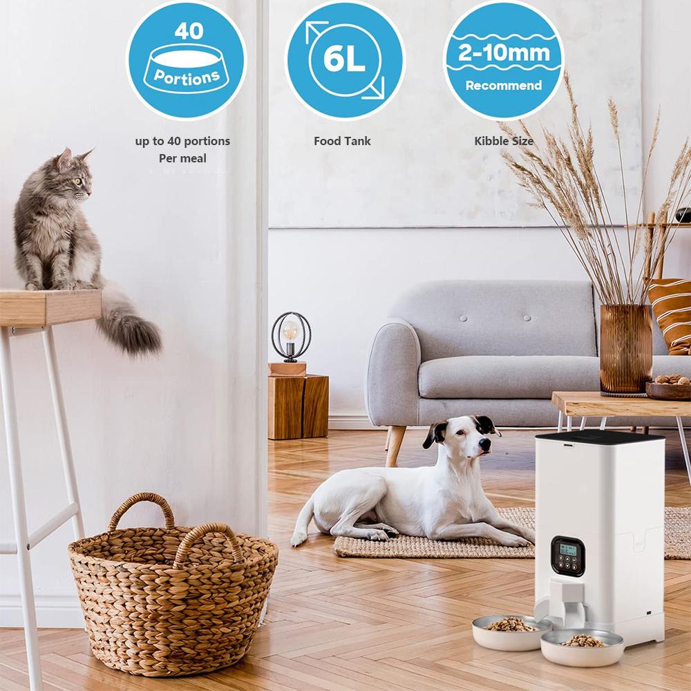 6L Intelligent Pet Dog Feeder WIFI Automatic Stainless Steel Bowl Timing Cat Food Dispenser Dry Dog Food Container Pet Supplies