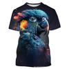 Interesting Parrot 3D Digital Printed European and American New Men's Short Sleeved T-shirt