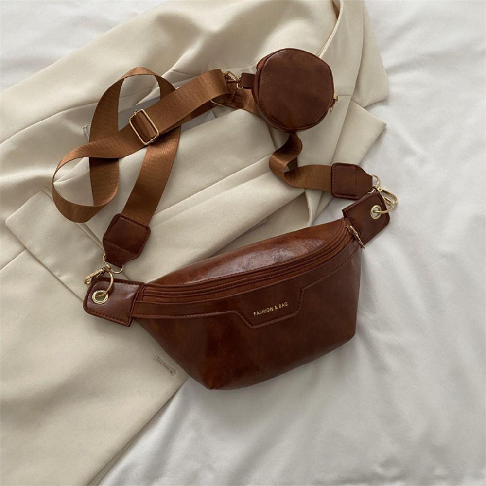 Сумки на пояс Pu Нагрудная сумка Полумесяц с кошельком Crossbody Поясная сумка Большая вместимость Корейский стиль Поясная сумка для бега Студенческое качество