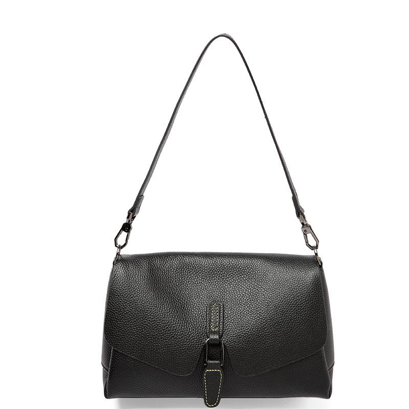Premium Genuine Leather Shoulder Bun Top Layer Cowhide Women's Bag Temperament Soft Leather Crossbody Underarm Bag