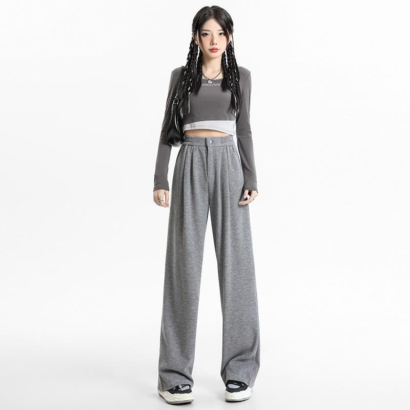 Wide-leg Pants for Women Spring High Waist Wide-leg Casual Pants for Women Spring Straight Pants for Women Spring Cashmere Knitted Pants