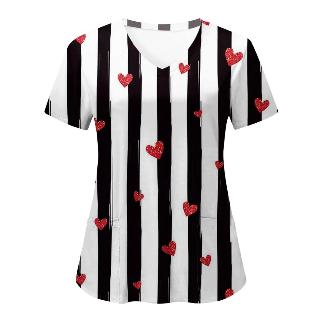 Женская цветочная форма для медсестер, женская униформа с коротким рукавом и V-образным вырезом, медицинская форма для медсестер, блузка, топ, униформа