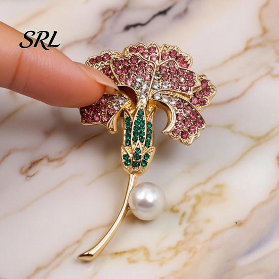 Clothing Pins Carnation Flower Brooch Pin for Women, Luxury Rhinestone Floral Lapel Pin, Alloy Jewelry Accessory Wedding Party Embellishment