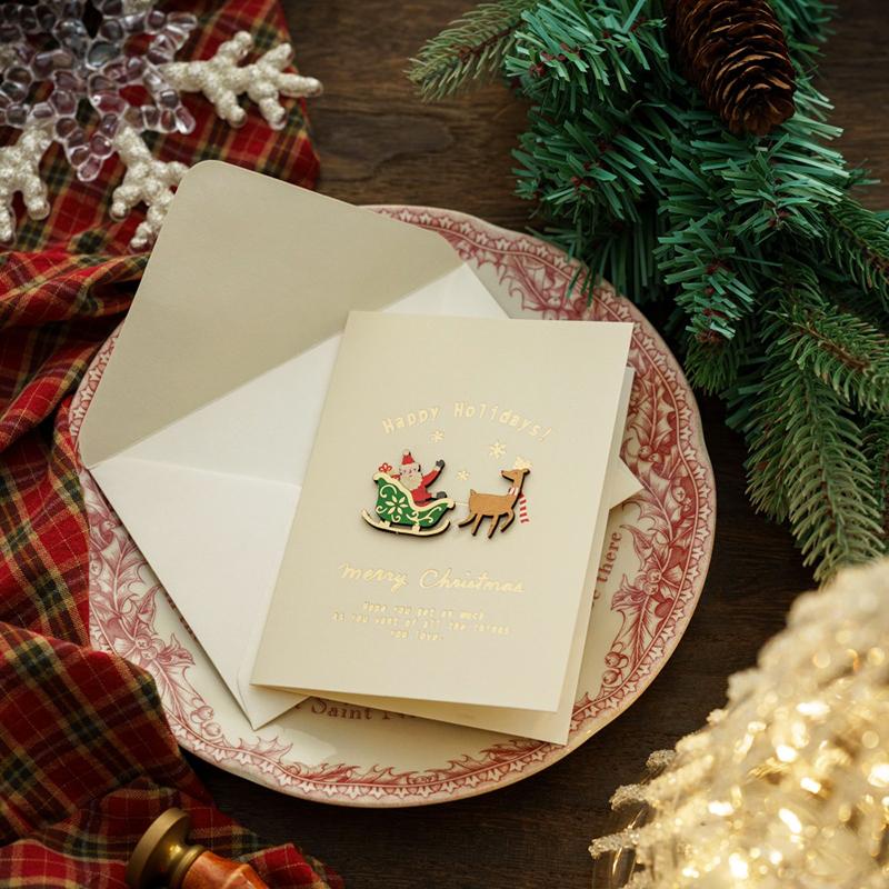 1PC Handwritten Cards Exquisitely Patterned Vintage Holiday Greetings Christmas Connotation Gift Cards Smooth Writing