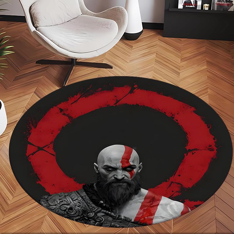 Kratos (1) Round Office Rug Decorative Floor Rug for Office Bedroom Living Room and Home Space
