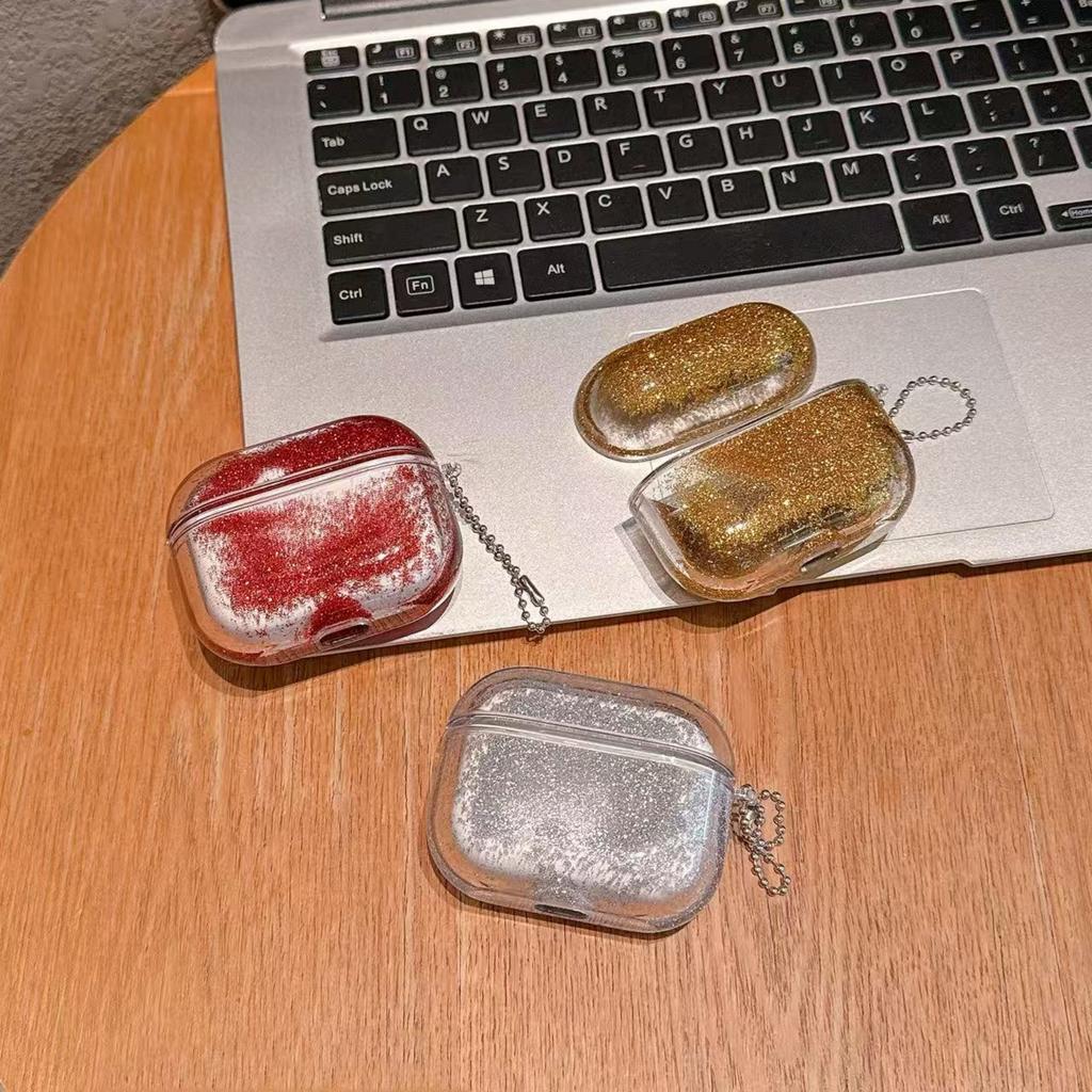 Блестящий Жидкий Песок Кристальный Пластиковый Чехол для AirPods 2 3 4 Pro 2 3 Чехол для Наушников