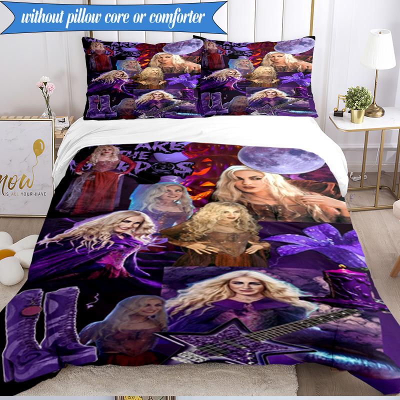 Halloween witches 3pcs K-pop music group Bedding set,Ideal for Bedroom, Dormitory,Including Duvet Cover And 2pcs Pillowcases,Fan gifts