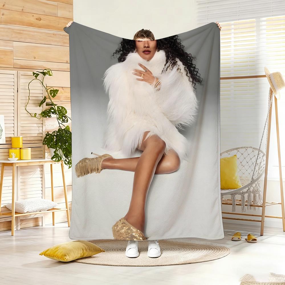 Popular Singer 0-Olivia De-an Throw Lightweight 240g Flannel Blanket Soft Skin-friendly for Summer Cooling