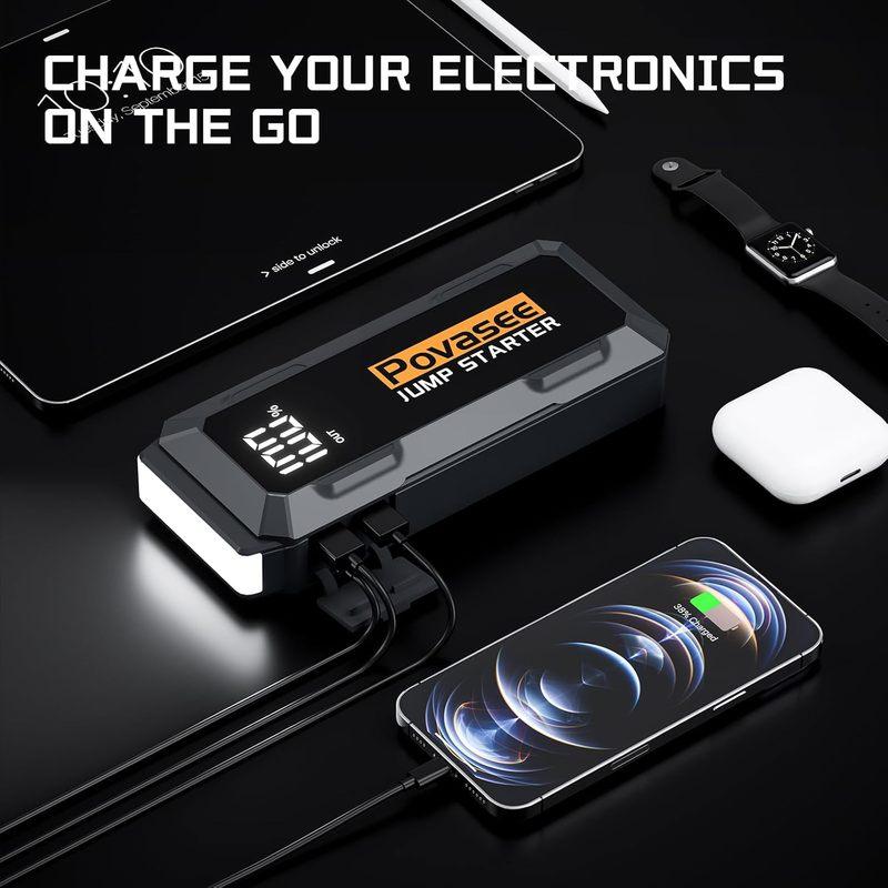 Пуско-зарядное устройство 4000A для 12В автомобилей, Power Bank с ЖК-дисплеем и светодиодной подсветкой, Безопасно для автомобилей/грузовиков/лодок